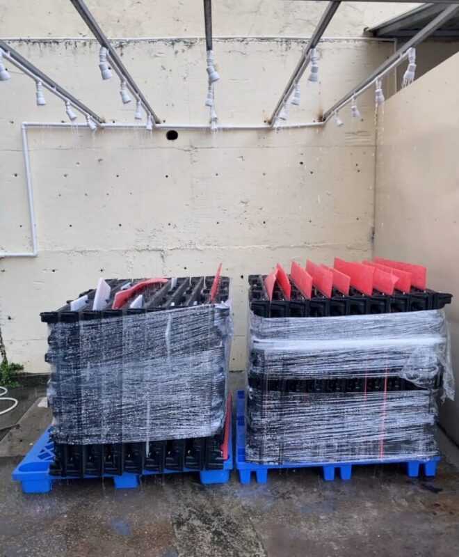 Outdoor LED display cabinet undergoing testing